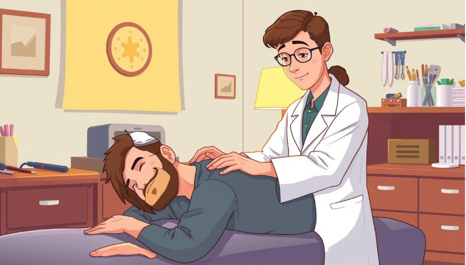 A cartoon of a doctor giving a person a massageAI-generated content may be incorrect.