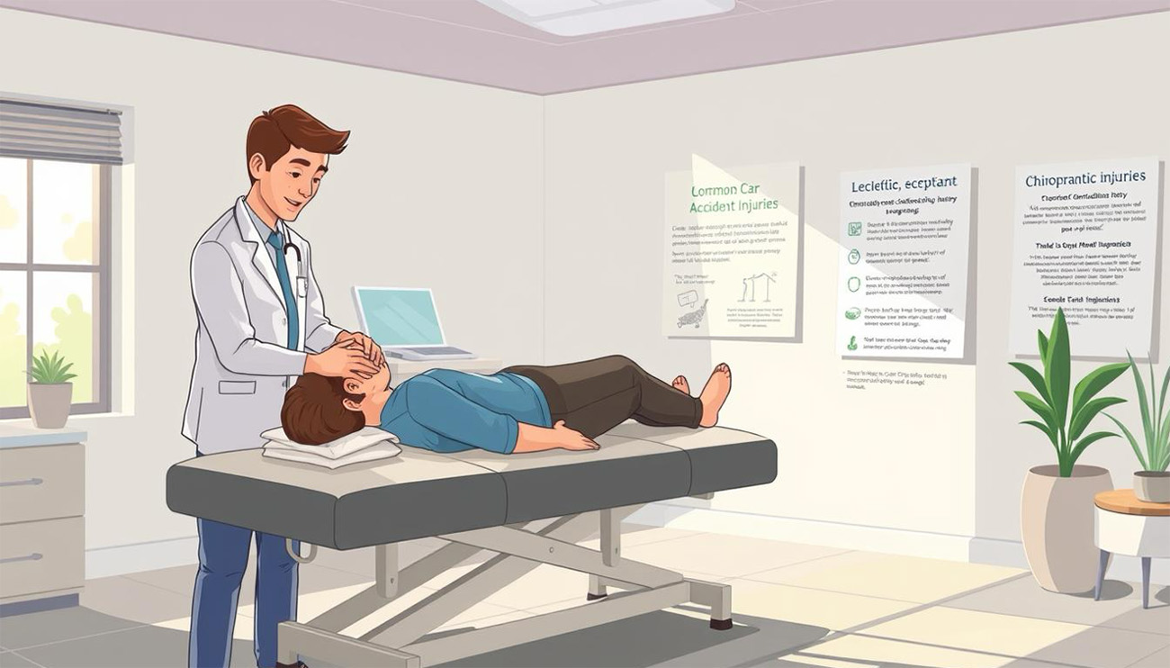Cartoon picture of a chiropractor treating a patient